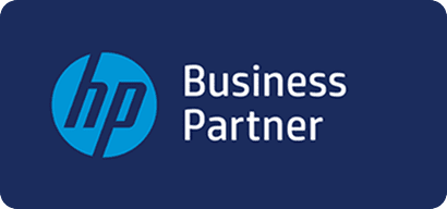 hp business partner logo on a blue background