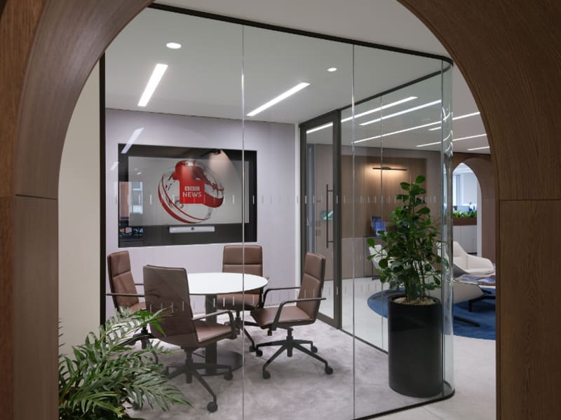 office with a round table and chairs